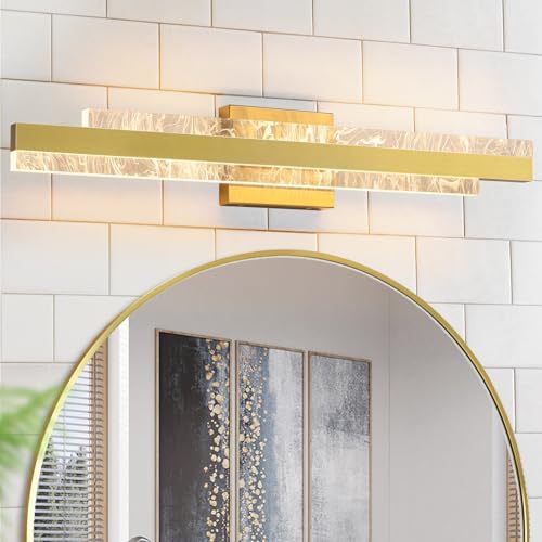 HAHZT Modern Bathroom Vanity Light: Brushed Gold 27 inch 28W Dimmable LED Bath Bar Light ...