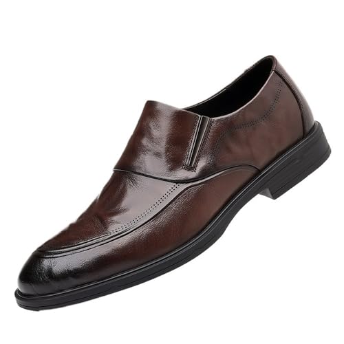 Men Classic Modern Slip On Oxford Tuxedo Dress Shoes Anti Slip Low Top Formal Prom Wedding Comfortable(8.5) Brown