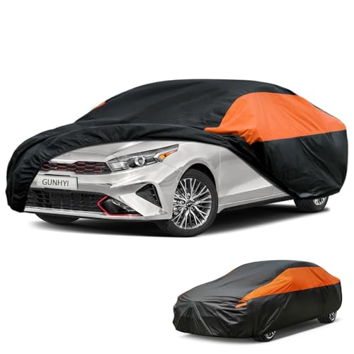 Image of GUNHYI Car Cover Custom Fit Kia Forte Waterproof All Weather for Automobiles, Lightweight Full Exterior Cover, Outdoor Rain Sun UV Dust Snow Wind Protection.