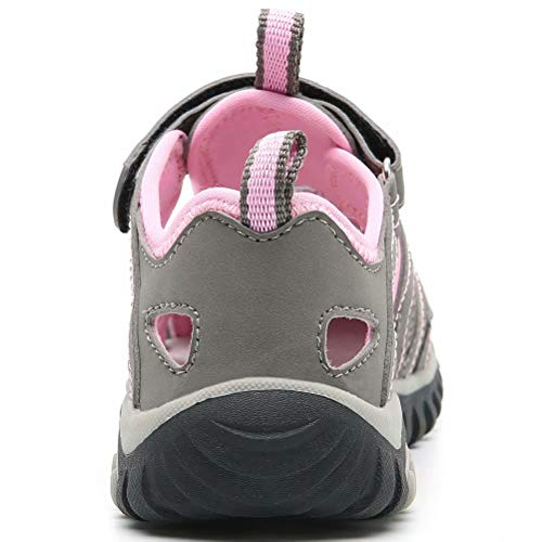 Hobibear B07PS218ZN Girls Outdoor Closed-Toe Summer Sport Sandals-Grey/Pink thumb #3