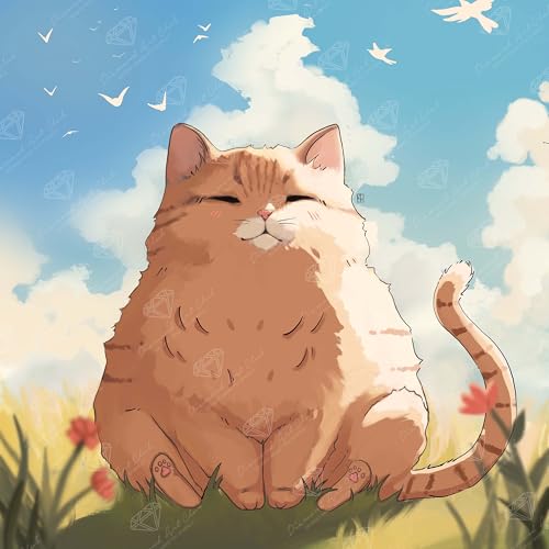 DIAMOND ART CLUB Meko the Cat Diamond Painting Kit, Fun DIY Crafts for Adults, Round Diamond Art Canvas, 13" x 13" (33 cm x 33 cm)