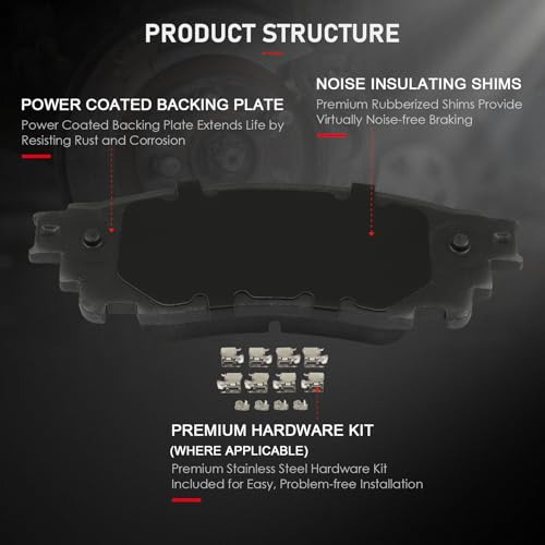 Image of cciyu D1324 & D1805 Front & Rear Ceramic Brake Pads For Lexus NX200t 15-17 For NX300 18-21 For NX300h 15-21,For RX350 16-21 For RX350L 18-21 For RX450hL 20-21,For Toyota Avalon 20-21 For Camry 20-21