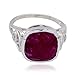 Produktbild echte Edelsteine Quadrat facettierten indischen Rubin Ringe - 925 Sterling Silber roten indischen Rubin echten Edelsteinen Ring - Mädchen Schmuck großes Geschenk für Verlobungsring