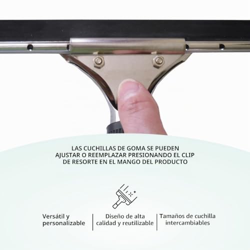 Miniatura 4 de Gbpro - Limpiaparabrisas Profesional De Acero Inoxidable 45 Cm Con Cuchilla De Goma - Equipo De Limpieza De Ventanas