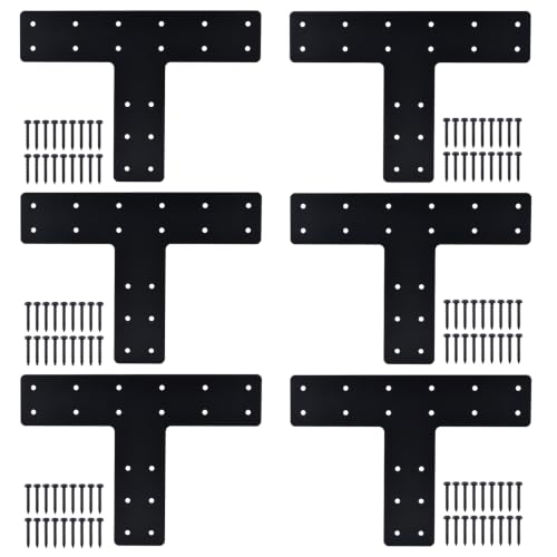 Patioer T Post Bracket for 4x4 Lumber 6 Pack, 14" x 10" Heavy Duty Steel Mending Plate, 1/8" Thick Pergola T Beam Truss Bracket, Post to Beam Connector with 108 Screws by Patioer - Used condition - CA$36.75