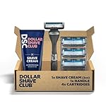 Dollar Shave Club 4-Piece Razor Set – Extra Close Refill Cartridges, Alarm Handle & Shave Cream 3oz