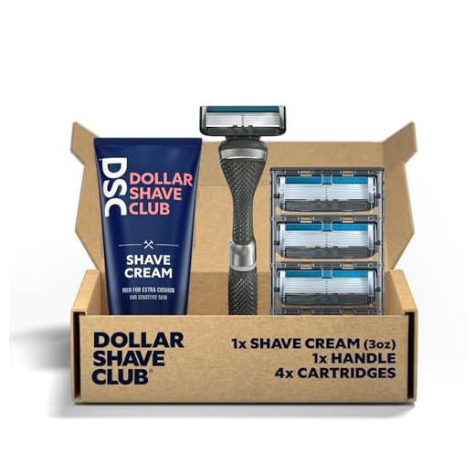 Dollar Shave Club | Diamond Grip Club Razor Handle, 6-Blade Club Razor Cartridges, Shave Cream with Aloe and Coconut Oil, Easy to Grip Handle, Shaving Kit, Value Bundle, 6 Piece Set