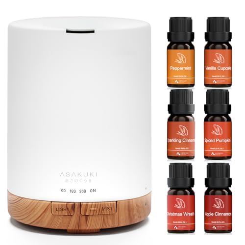 Difusor aromático eléctrico ASAKUKI 300ml con set de aceites