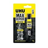UHU Max repair power   Colle Extra Forte et Flexible   Universelle Tous Supports: Chaussures, Caoutchouc, Cuir   Résiste à l'Humidité et  40°C à +120°C   Sans solvant   Transparente   Tube 20 g