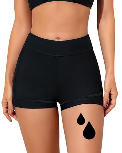 NoBlood Bañador Menstrual | 12 años/4XL | Piscina y Mar | Lavable | Mujer Adolescente Chica (Short, Negro, S)