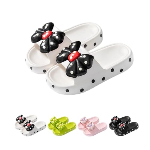 Bow Slippers for Women Cute Home Slides Preppy Anti-slip Indoor Outdoor Slippers Open-toe Men Shower Shoes
