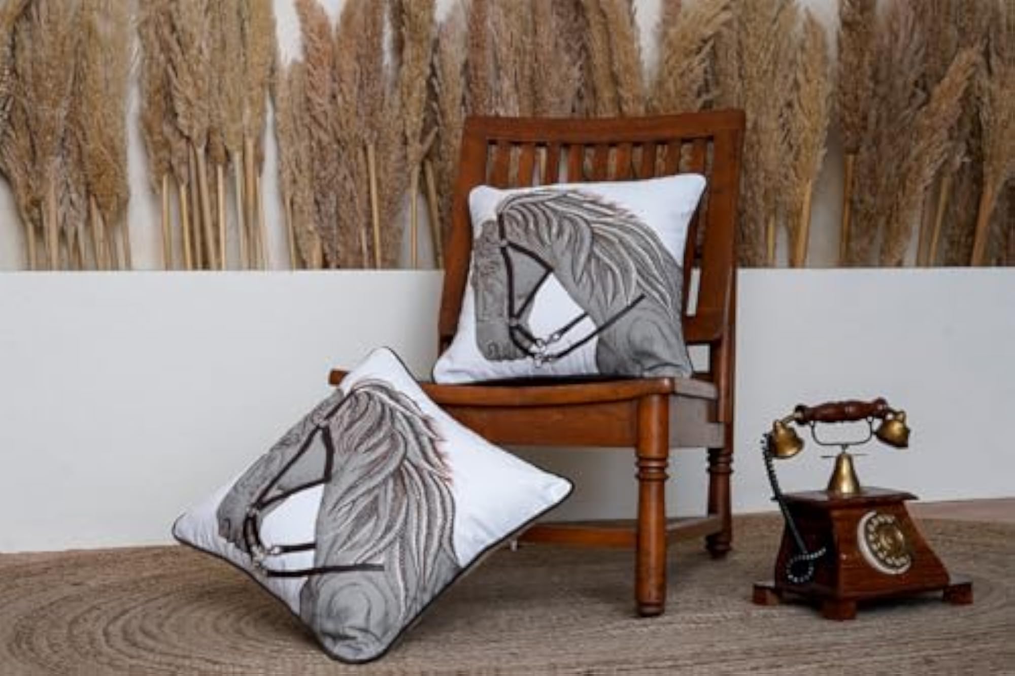 Equestrian Elegance Cushion Cover Set of 2