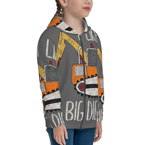 I Like Big Digger Kids Pullover Hoodies Boys Zip Up Sweatshirts Girls Athletic Clothes with Pocket4