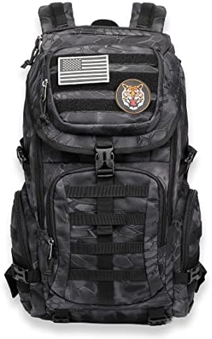 Wotony Military Tactical Backpack - Large Nylon 3-Day Assault Pack for Men in Black, with MOLLE System - Ideal for Army, Outdoor and Travel Needs.(Black)