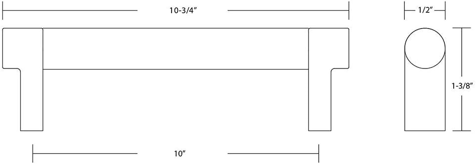 Emtek Select Knurled Cabinet Pull with Flat Black (US19) Stem Finish - Choice of Size - 84057.RECUS19.KNUS19 - Center-to-Center: 10"