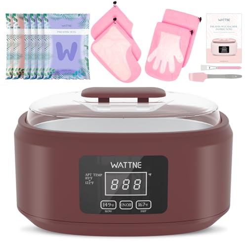 Wattne Paraffin Wax Machine for Hands & Feet – Paraffin Wax Warmer Moisturizing Kit with Auto-Timer & Precision Temperature Control, Paraffin Wax Bath for Arthritis, Dry Skin Care, Home Spa-Pink 2 lbs