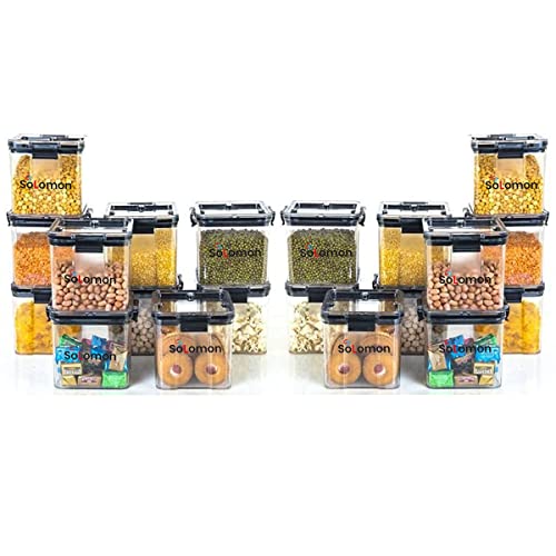 Solomon Plastic Kitchen Fridge Container Transparent Jar Airtight Food Grade Quality Product Used for Daily Storage Spices Dryfuit Tea Salt 700ml (Pack of 20 Black) Solomon Plastic Kitchen Fridge Container Transparent Jar Airtight Food Grade Quality Product Used for Daily Storage Spices Dryfuit Tea Salt 700ml (Pack of 20 Black)