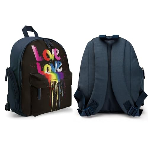 Love Is Love Backpack Small Book Bag with Side Pocket, Lightweight Durable Backpack, Travel Rucksack, Blue-style4