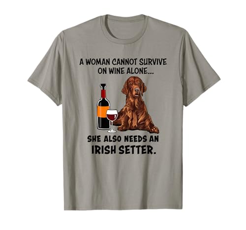 Funny Irish Setter & Wine Lover Dog Mom Surprise T-Shirt