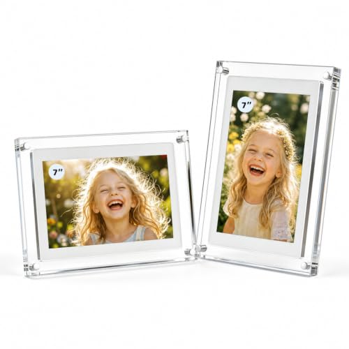 Image of 7 Inch Digital Picture Frame, 8GB Acrylic Video Picture Frame with Sound and Loop Playback, No WiFi or App Needed, Desktop Photo Display Gift for Family, Couples, Pets and Home Decor