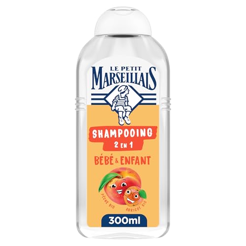 Le Petit Marseillais - Shampooing 2 en 1 Bébé & Enfant Démêlant Pêche Bio & Abricot Bio (300 ml) - 94% d'ingrédients d'origine naturelle