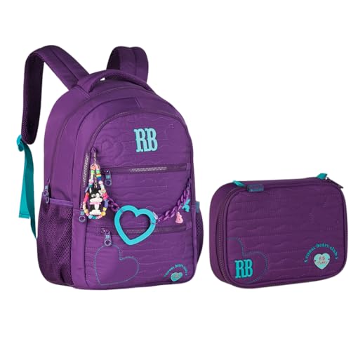 Kit Mochila Rebecca Bonbon Estojo Escolar Meninas (Roxa)