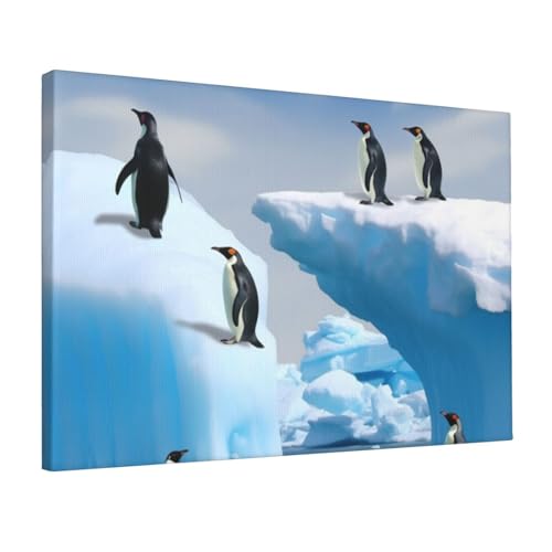 Toile de pingouins sur l'iceberg pour décoration de bureau zen