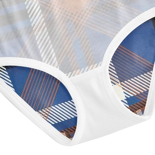 Girls Underwear, Retro Plaid Stripes Blue Toddler Girl Panties, Girls Cotton Underwear, 2T–8 Years4
