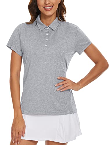 Tilvenlu Polo T-Shirts For Women Short Sleeve Golf Shirts Dry Fit Sport Polo Shirts Summer Yoga Tee Shirt Silver #TOP1