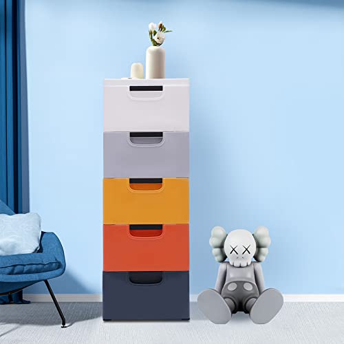Plastic Drawers Dresser, 5 Drawers Dressers Chests with Wheels, Colorful Storage Closet Cabinet Clothes Toys Snacks Organizer for Bedroom, Living Room, Playroom 15.8×11.8×33.1in Morandi Color Plastic Drawers Dresser, 5 Drawers Dressers Chests with Wheels, Colorful Storage Closet Cabinet Clothes Toys Snacks Organizer for Bedroom, Living Room, Playroom 15.8×11.8×33.1in Morandi Color