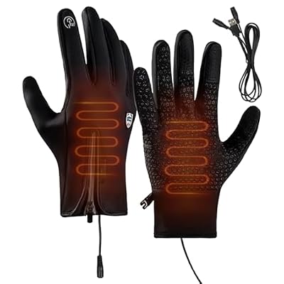 Heated Gloves for Men Women | Waterproof Electric Gloves | Touchscreen USB Heated Mittens | Womens and Mens Hand Warming Heated Cycling Gloves for Outdoor Sports