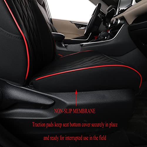 EKR Custom Fit Palisade Car Seat Covers for Select Hyundai Palisade SE 2020 2021 2022 2023 2024 2025- Leatherette (Black with Red Piping)