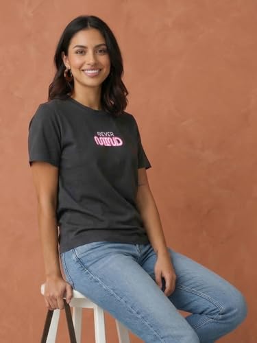 Image of Nobero Women's Graphic Printed T-Shirt | Regular Fit 180 GSM Cotton Tee for Women | Comfortable Round Neck Casual Wear