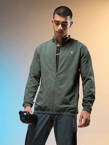 Image of TECHNOSPORT Men's Regular Fit Plus Size Solid Active Jacket With Techno Lite, UPF50+ Sun Protection