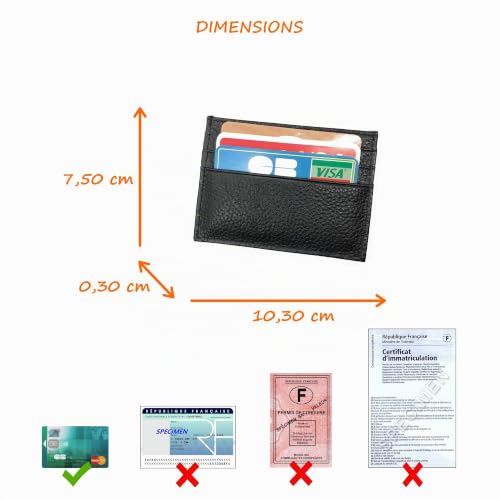 LOLUNA® Etui Porte Carte de crédit Plat 2 côtés - 6 Cartes - Billets - Cuir Vachette Véritable - Homme/Femme (Camel) – vue 6