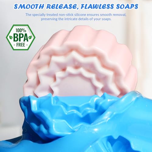 Image of HKNMTT 3Pcs Soap Molds 6-Cavity Multi-Design Silicone Mold for DIY Craft