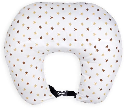 Image of Adjustable Baby Breastfeeding Pillow, Nursing Pillow, Maternity Feeding Pillow with Detachable Cover 0-24 Months Breastfeeding 24 x 22 x 6 inches (White Star)