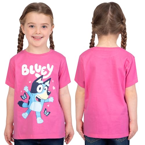 Bluey Shirts 3 Pack, Girls Short Sleeve Shirt for Summer, Pack of 3 Girls Tops, Cotton Kids Tshirt4