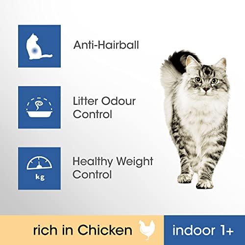 Perfect Fit Dry Cat Food Indoor Adult 1+ - Complete dry food for adult cats from 1 year old, rich in chicken 7 kg (Pack of 1)