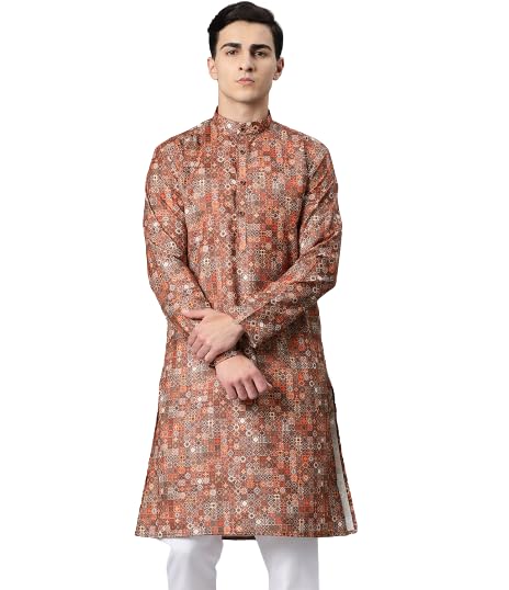 Luxrio Kurta for Men Cotton Blend Printed Regular Fit
