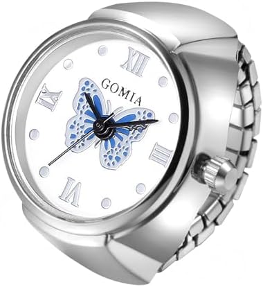JewelryWe Women's Fashion Stainless Steel Extendable Watch - Men's Women's Analogue Quartz Elastic - Waterproof 1ATM-Round Dial with Butterfly, Gift for Women and Men