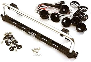 Integy RC Model C28504BLACKSILVER Realistic Roof Top 6 LED Light Bar Cage 171x41mm for 1/10 Scale Crawler