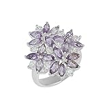 Ravishing Impressions Luxury Ladies Solid 925 Sterling Silver Natural Amethyst Large Cluster Ring Best Handmade Jewelry Gift for Her