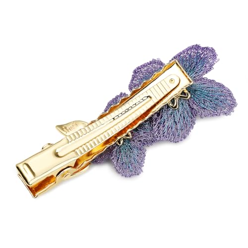 Image of Forget me not Flower Brooch Handmade Gold Thread Embroidered and hand-Drip Enamel leaf, Gradient Botanical Floral Brooch pins for women, SHE'S FREE STYLE JUST FOR YOU [Bencao Gangmu Series]Vintage Plant Jewelry