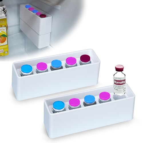 YOUSHARES Insulin Vial Case Fridge Holder - Stackable Storage Caddy Peptide Vials Protector, 5-Slots Diabetes Supplies O - Detailed View