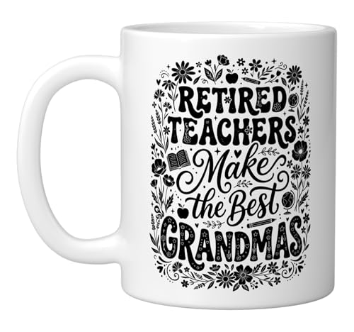 Taza de cerámica floral para abuelas jubiladas 11 onzas miniatura 1