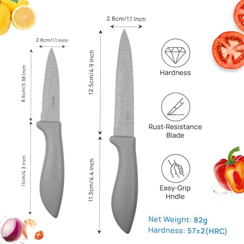 Image of SKYTONE Knife Set of 3 with Cover, Stainless Steel Knives for Kitchen| Sharp Edge Cutting Chef Knifes for Chopping Vegetables, Fruits, Multipurpose Knife, Kitchen Tools (Grey Pack of 2)