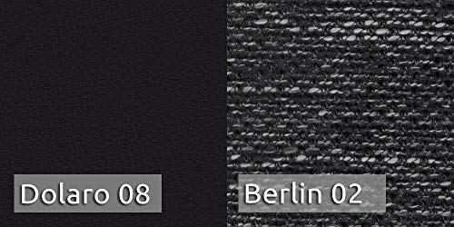 Schlafsofa Bird - Sofa mit Schlaffunktion und Bettkasten, Klappsofa, Schlafcouch mit Chromfüße, Couch, Couchgarnitur, Sofagarnitur (Schwarz + Schwarz (Dolaro 08 + Berlin 02))