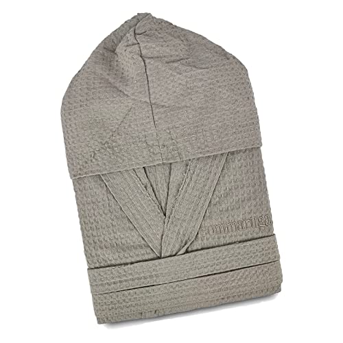 Bee Albornoz Nido de Abeja 100% algodón 350 gr con Capucha - Unisex - Sommaruga para BeeYourHome(Gris Paloma, M)