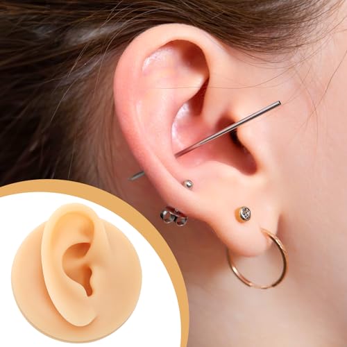 ZENFUN 4 Pack Soft Silicone Ear Model for Piercing Practice, Left and Right Flexible Fake Ear with Acrylic Stand, Realistic Ear for Earring Display, Acupuncture Teaching Tool by ZENFUN - Image 8